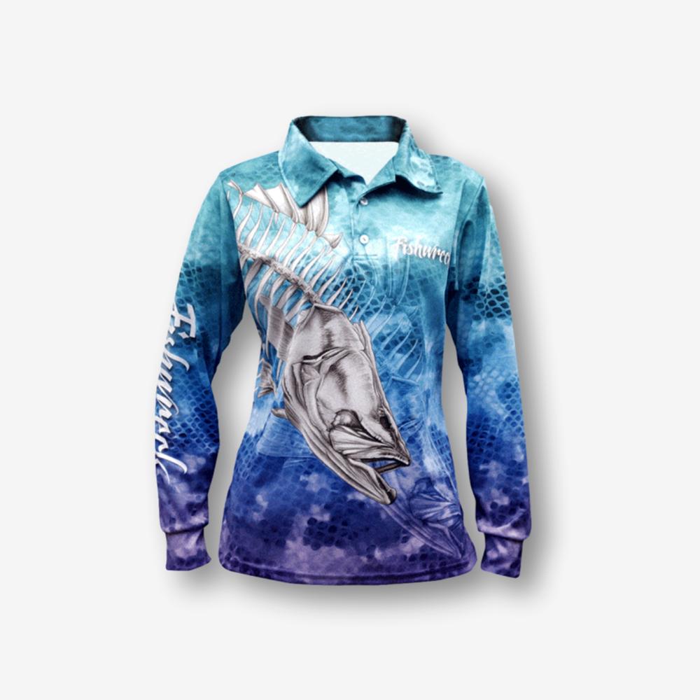 Fish Wreck Youth Teal/Purple Polo Fishing Shirt, Shirts