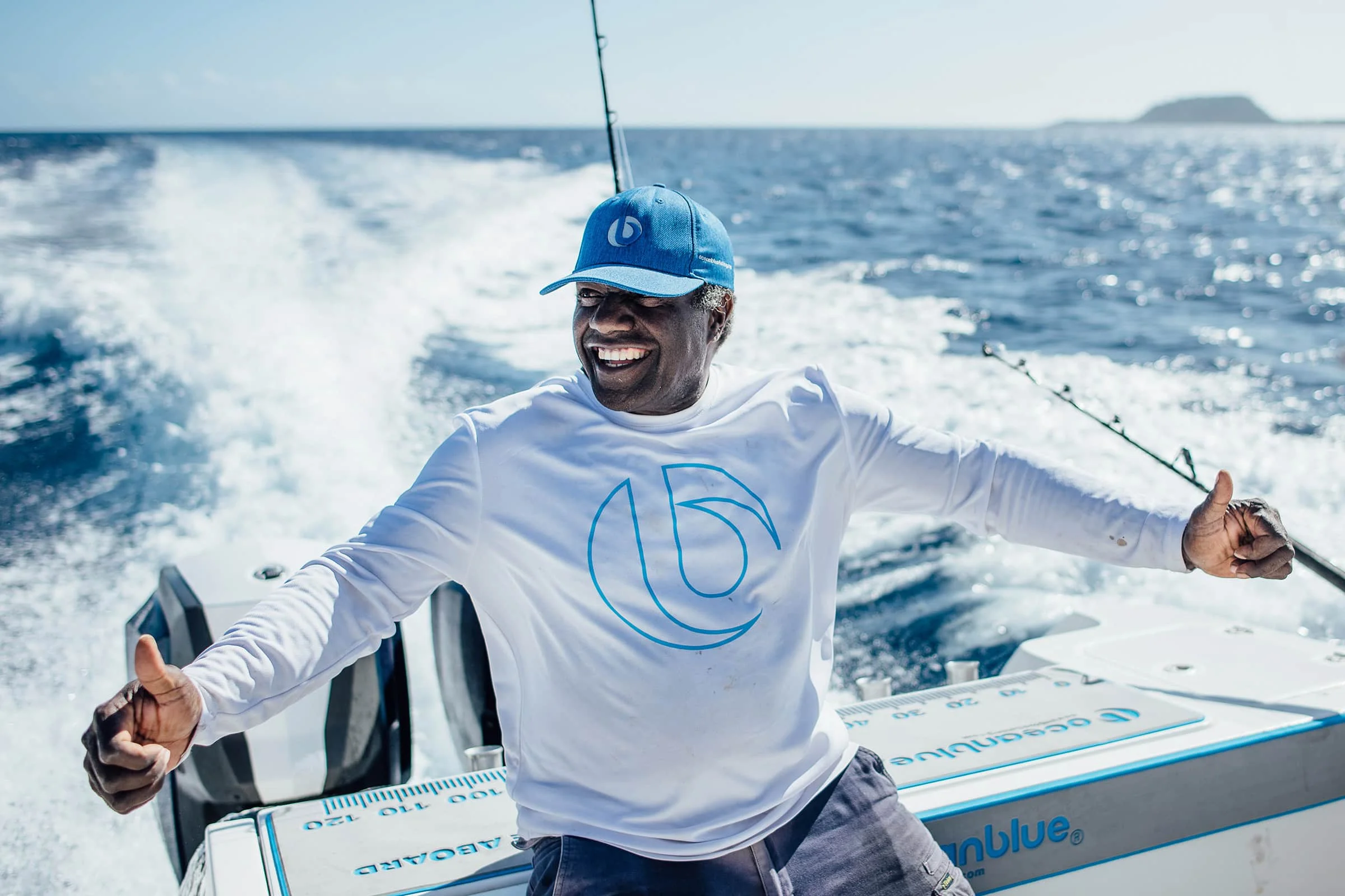 Thumbs up from Ocean Blue Fishing Team Member, Billy