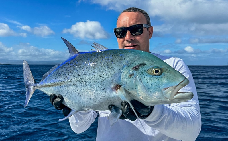 Fish for Trevally in Vanuatu reef with ocean blue fishing